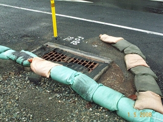 Temporary Sand Bags Divert Construction Site Stormwater